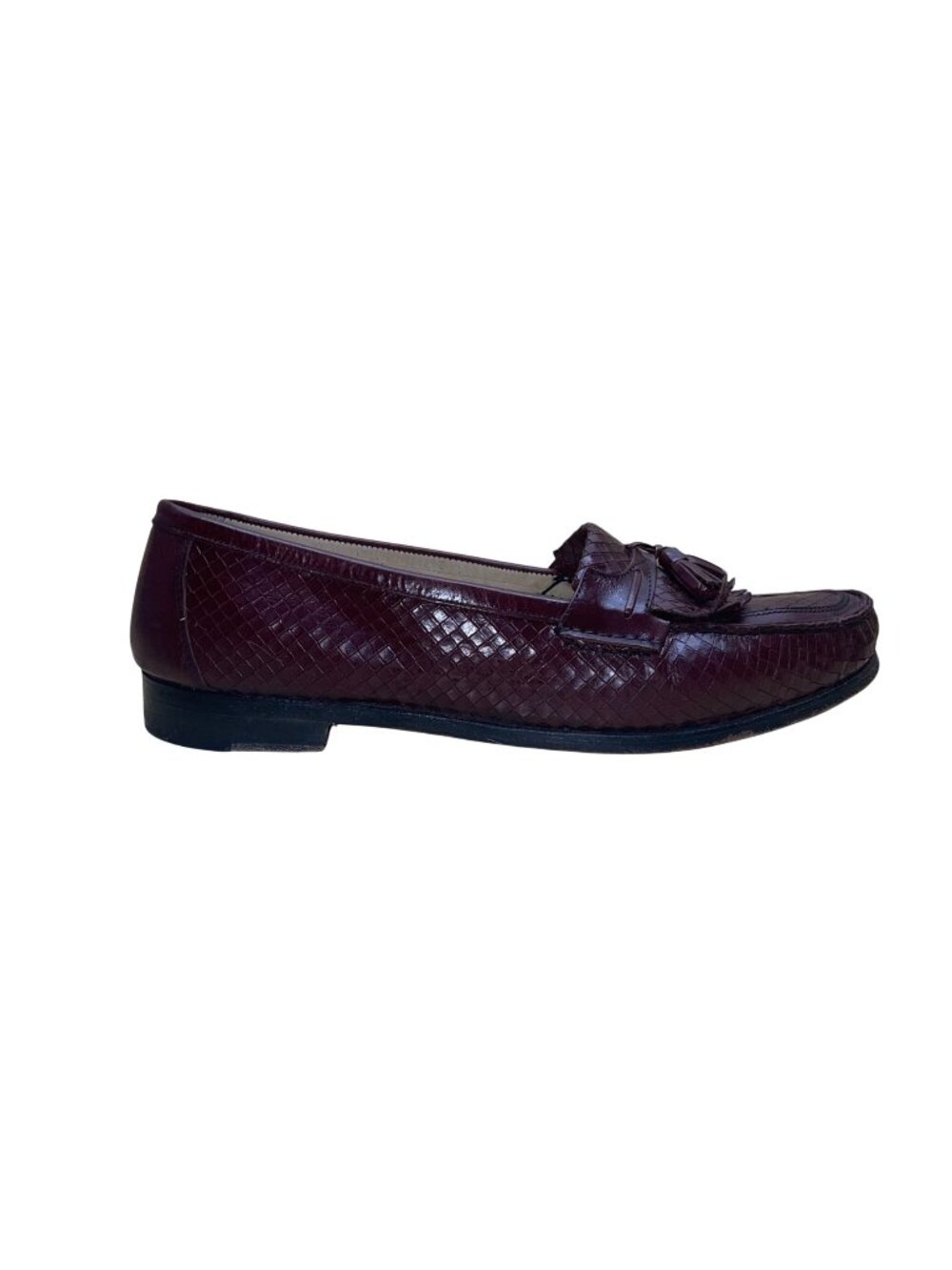 Johnston & Murphy Men’s Burgundy Leather Woven Tassel Loafer Shoes Sz 11.5M